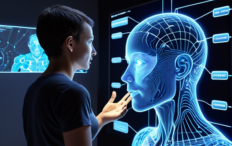 **Prompt:** A dynamic scene depicting a human user providing subtle feedback to a glowing, responsive digital interface. Wisps of light or data streams emanate from the user's gestures and facial expressions, flowing into the interface, symbolizing the AI learning and adapting from human emotion and behavior. The overall aesthetic is futuristic, clean, and emphasizes seamless human-AI collaboration.
