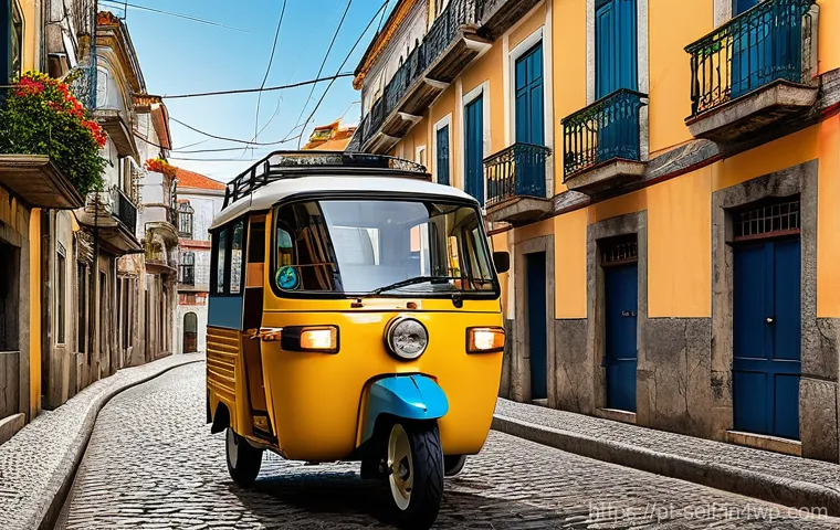 자율주행차의 도심 주행 문제 해결 방안 - **Urban Labyrinth Navigation in Historic Portugal**
    A highly detailed, realistic image of an adv...