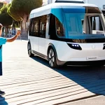 자율주행차의 사회적 수용도 향상 방안 - **Prompt:** A diverse group of Portuguese citizens, including a family with a curious child (around ...