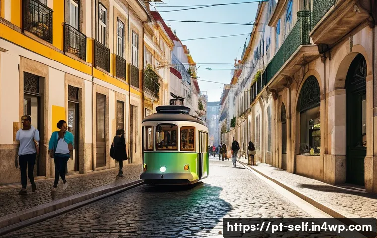 자율주행차의 지역별 요구 사항 분석 - **Prompt:** A vibrant, futuristic street scene in Lisbon, Portugal, featuring autonomous vehicles sm...