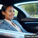 자율주행차의 고객 서비스 차별화 - A sleek, futuristic autonomous vehicle interior, designed for ultimate personalized comfort and prod...