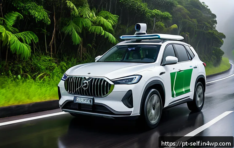 자율주행차의 고속도로 안전 기술 - A modern autonomous vehicle equipped with advanced Lidar and Radar sensors driving on a Brazilian hi...